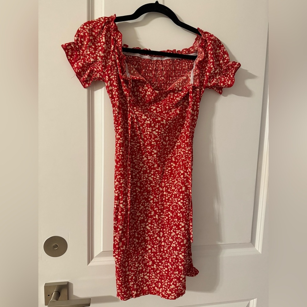 Red floral dress